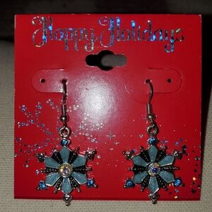 5 for $25 | JCPenney Happy Holidays Blue and Silver Snowflake Dangle Earrings